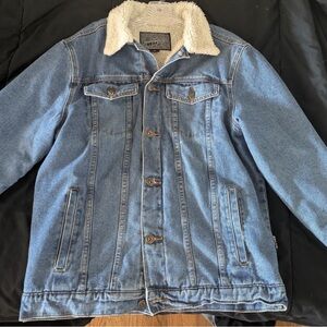 Brooklyn Cloth Blue Denim Jacket with White Sherpa Collar